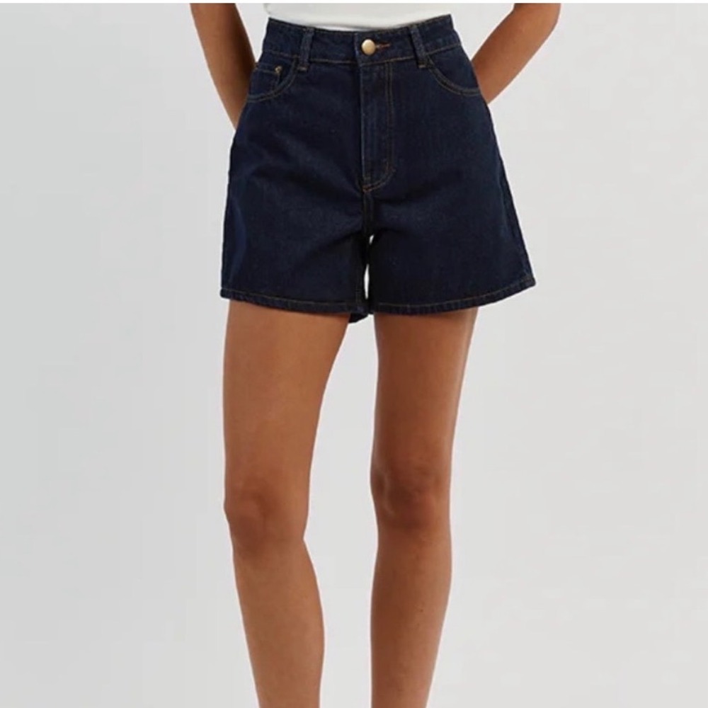 DISSH Piper Indigo Denim Shorts High Waisted Cotton - 4